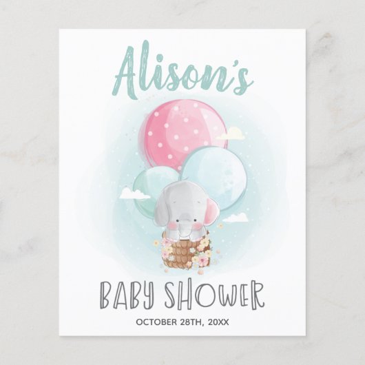 Elephant Balloons Baby shower Wishes for Baby Card (Achterkant)