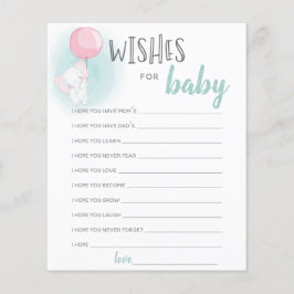 Elephant Balloons Baby shower Wishes for Baby Card
