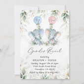 Elephant Balloons Gender Reopenbaart Uitnodiging (Voorkant)