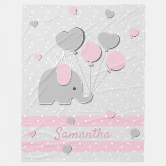 Elephant Balloons love Nursery Gift Fleece Deken (Voorkant)