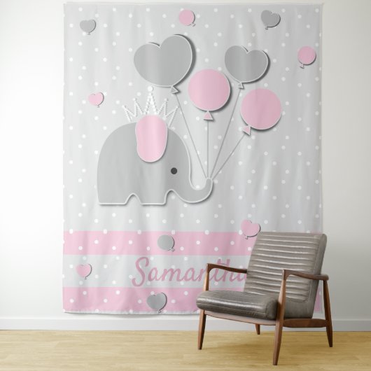 Elephant Balloons Nursery Gift backdrop Wandkleed (In situ)