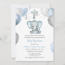 Elephant Balloons Waterverf Baptisme Kaart