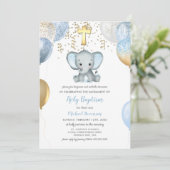 Elephant Balloons Waterverf Baptisme Kaart (Staand voorkant)