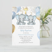 Elephant Balloons Waterverf Baptisme Kaart (Staand voorkant)