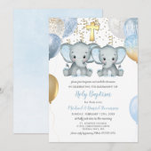 Elephant Balloons Waterverf Baptisme Kaart (Voorkant / Achterkant)