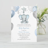 Elephant Balloons Waterverf Baptisme Kaart (Staand voorkant)