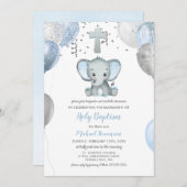 Elephant Balloons Waterverf Baptisme Kaart (Voorkant / Achterkant)