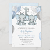 Elephant Balloons Waterverf Baptisme Kaart (Voorkant / Achterkant)