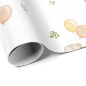 Elephant Balloons Waterverf Greenery Baby shower Cadeaupapier (Rol Hoek)