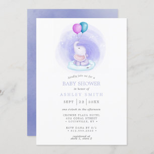 Elephant Balloons Waterverf Whimsical Baby shower Kaart