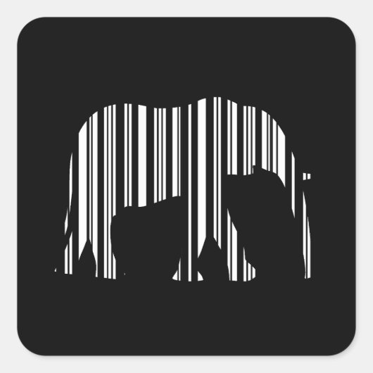 ELEPHANT BARCODE Animal Bar Code Ontwerp Vierkante Sticker (Voorkant)