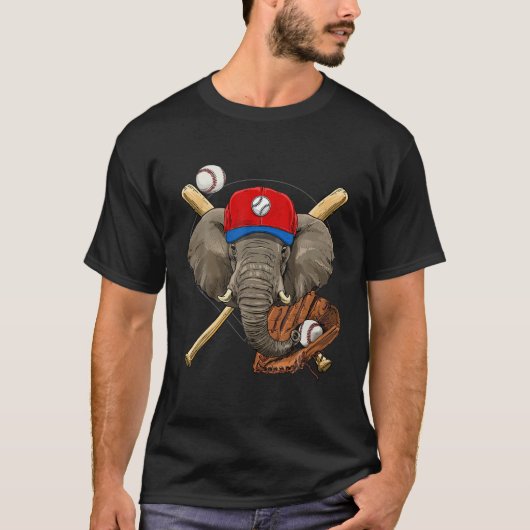 Elephant Baseball Elephant Lovers Baseball Player T-shirt (Voorkant)