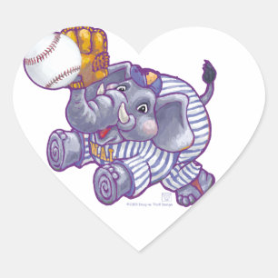 Elephant Baseball Star Hart Sticker