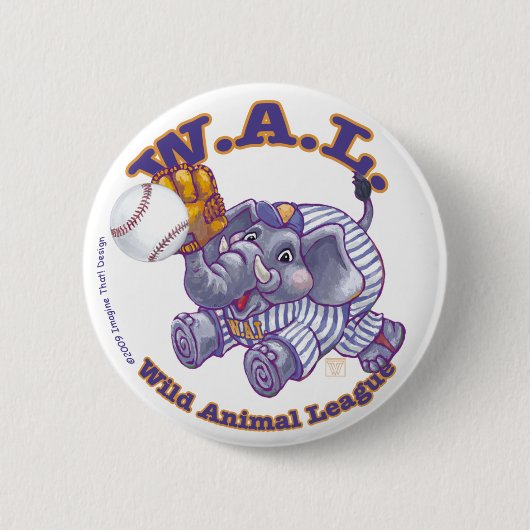Elephant Baseball Star Ronde Button 5,7 Cm (Voorkant)