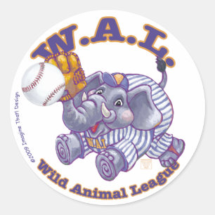 Elephant Baseball Star Ronde Sticker