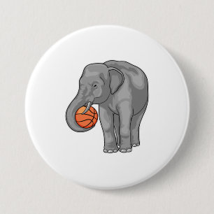Elephant Basketball speler Basketball Ronde Button 7,6 Cm