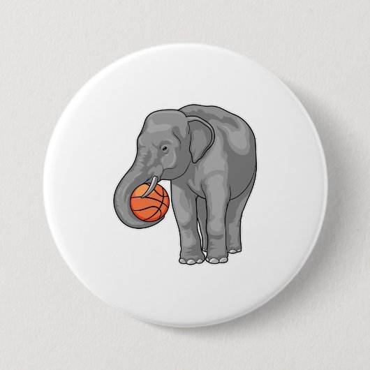 Elephant Basketball speler Basketball Ronde Button 7,6 Cm (Voorkant)