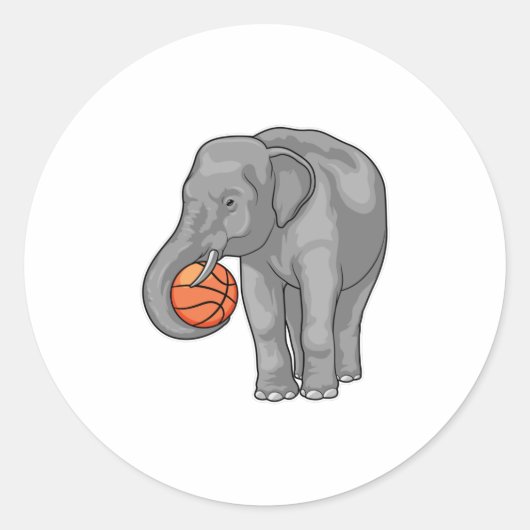 Elephant Basketball speler Basketball Ronde Sticker (Voorkant)