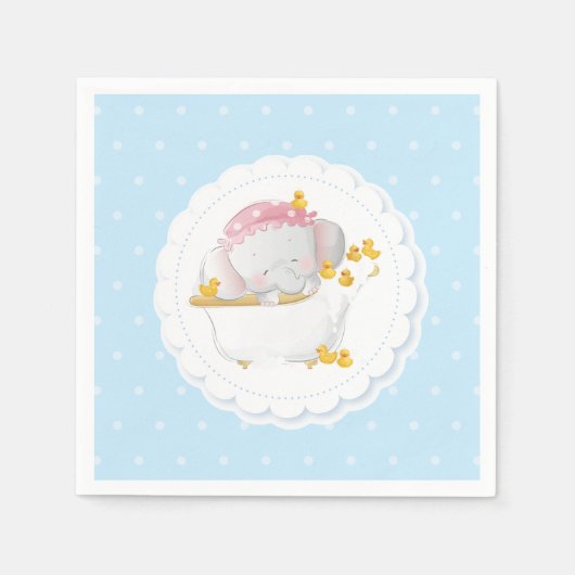 Elephant Bath Blue Polka Dot Servet (Voorkant)