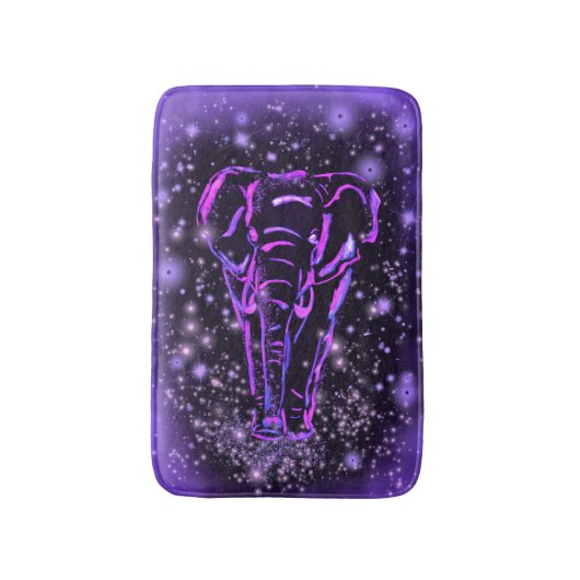 Elephant Bath Mat in Paarse roze Sterrennacht (Voorkant Verticaal)