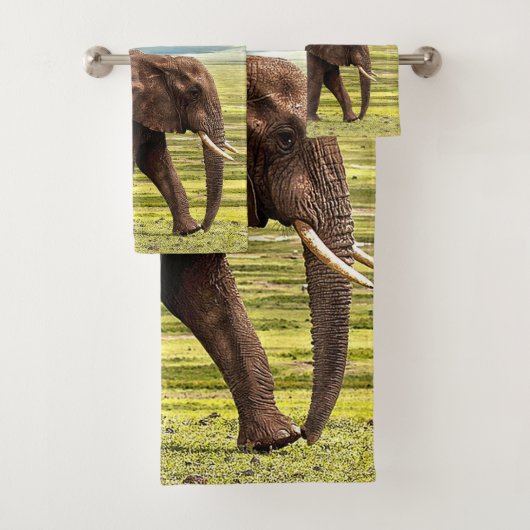 Elephant Bathroom Towel Set Bad Handdoek (Insitu)