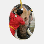 Elephant Bathtime ... Ayutthaya, Thailand Keramisch Ornament (Achterkant)