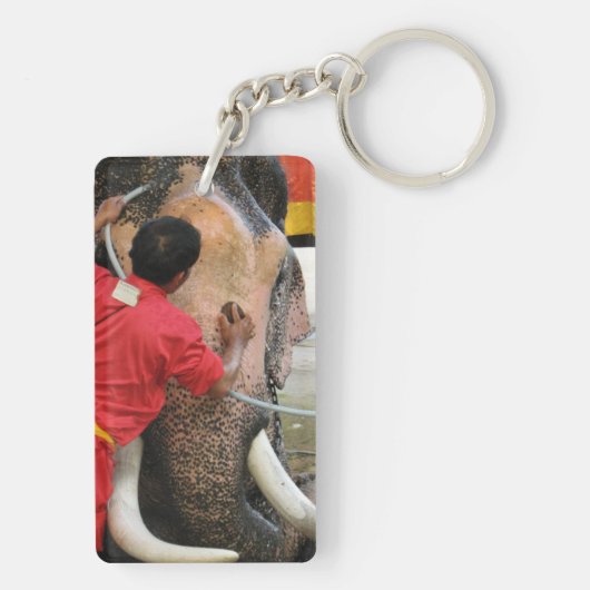 Elephant Bathtime ... Ayutthaya, Thailand Sleutelhanger (achterkant)