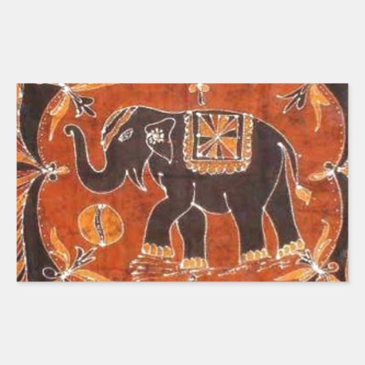 Elephant Batik Rechthoekige Sticker (Voorkant)