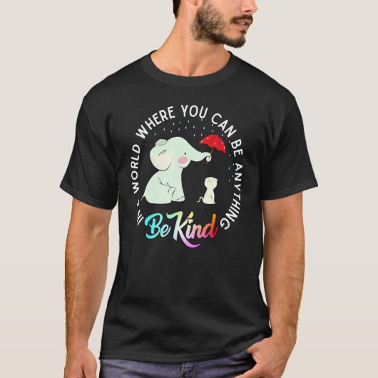 Elephant Be Kind Cute Elephan Autism And Cat T-shirt (Voorkant)