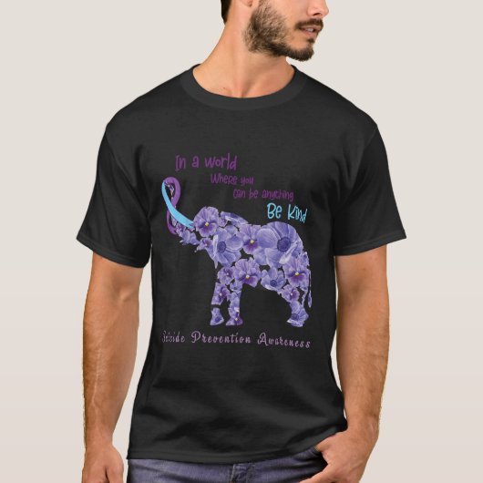 Elephant Be Kind Semicolon Suicide Prevention Awar T-shirt (Voorkant)