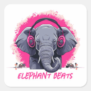 Elephant Beats DJ Vierkante Sticker