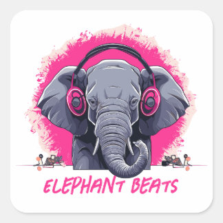 Elephant Beats DJ Vierkante Sticker