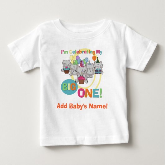 Elephant Big One 1st Birthday Tshirt (Voorkant)