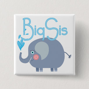 Elephant Big Sis Vierkante Button 5,1 Cm
