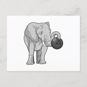 Elephant bij Bowling met Bowling ball Briefkaart