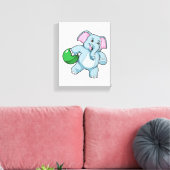 Elephant bij Bowling met Bowling ball Canvas Afdruk (Insitu (Woonkamer))