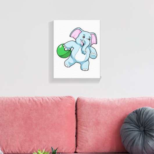 Elephant bij Bowling met Bowling ball Canvas Afdruk (Insitu (Woonkamer))