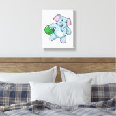 Elephant bij Bowling met Bowling ball Canvas Afdruk (Insitu (Slaapkamer))