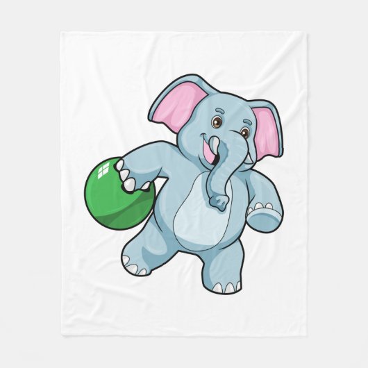 Elephant bij Bowling met Bowling ball Fleece Deken (Voorkant)