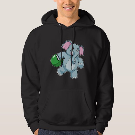 Elephant bij Bowling met Bowling ball Hoodie (Voorkant)