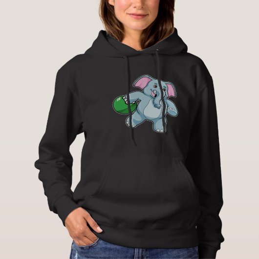 Elephant bij Bowling met Bowling ball Hoodie (Voorkant)