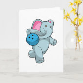 Elephant bij Bowling met Bowling ball Kaart (Gele Bloem)