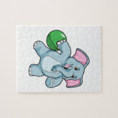 Elephant bij Bowling met Bowling ball Legpuzzel (Horizontaal)