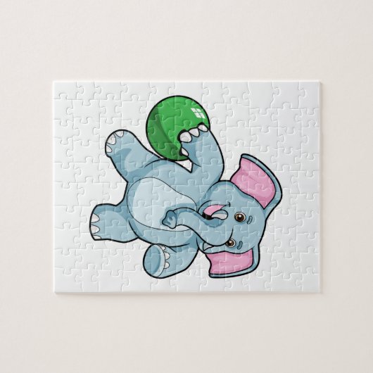 Elephant bij Bowling met Bowling ball Legpuzzel (Horizontaal)