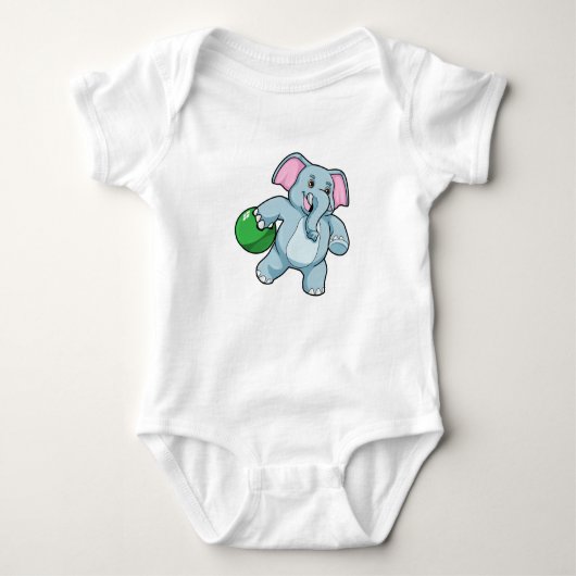 Elephant bij Bowling met Bowling ball Romper (Voorkant)