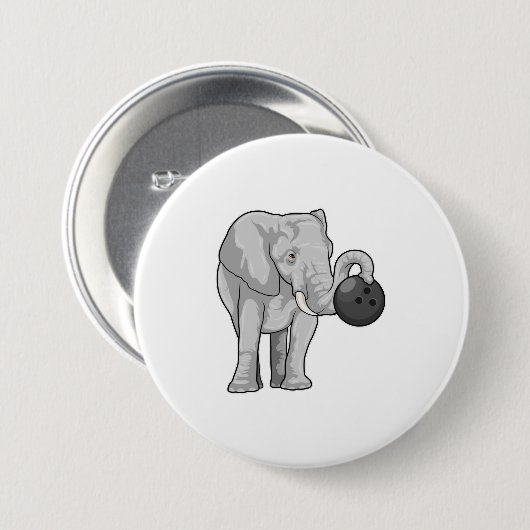 Elephant bij Bowling met Bowling ball Ronde Button 7,6 Cm (Voorkant /achterkant)