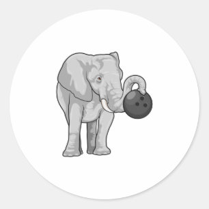 Elephant bij Bowling met Bowling ball Ronde Sticker