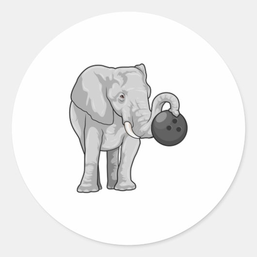 Elephant bij Bowling met Bowling ball Ronde Sticker (Voorkant)