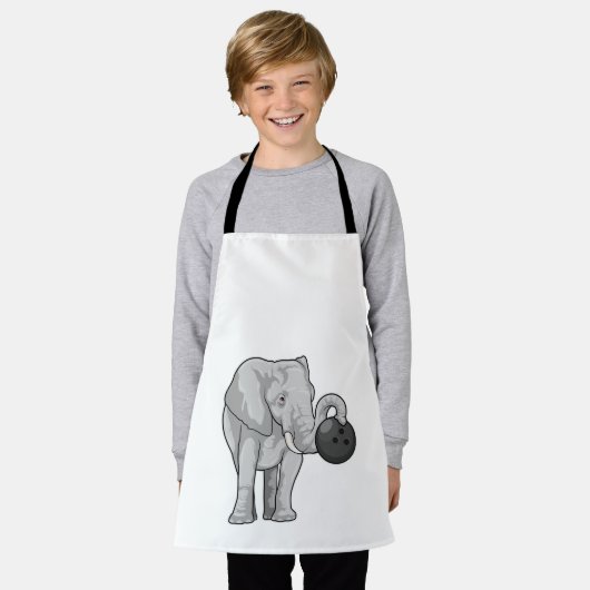 Elephant bij Bowling met Bowling ball Schort (Gedragen)