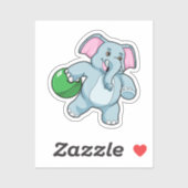 Elephant bij Bowling met Bowling ball Sticker (Vel)